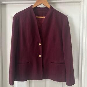 Burgundy Wool Blend Blazer Gold Button Classic Jacket Sz M / VTG Chester Hall